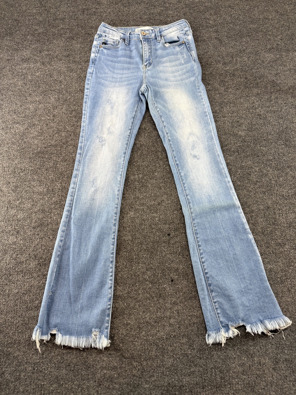 KanCan Jeans Womens 25 Blue Light Wash Distressed Bootcut Raw Hem Denim Pants